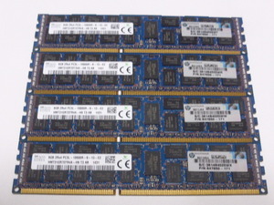 メモリ サーバーパソコン用 低電圧 1.35V SK hynix PC3L-10600R(DDR3L-1333R) ECC Registered 8GBx4枚 合計32GB 起動確認済みです①