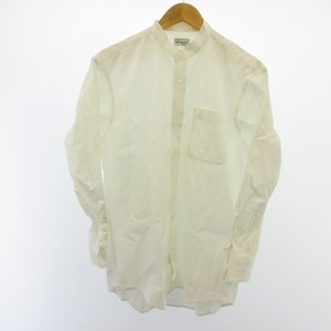 バーバリーズ Burberrys バンドカラーシャツ 長袖 ロゴ刺繍 白 ホワイト MA ■GY09 メンズ