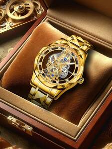腕時計 メンズ クォーツ 高級ビジネス時計 メッシュ ベルト ステンレス スチール製 ゴールド