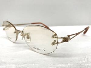 11T-033 新品 眼鏡 メガネフレーム チタン GIVENCHY ジバンシー 19g 55□17-135 フチなし メンズ 男性 レディース 女性 ゴールド系