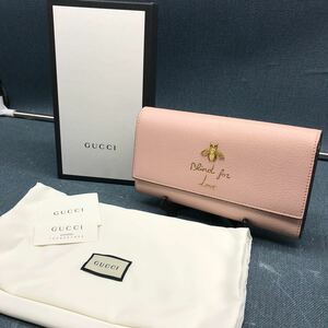 608 グッチ GUCCIアニマリエ コンチネンタルウォレット 長財布ピンク 二つ折り財布