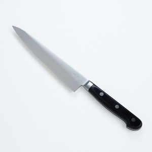 名入れ無料 ペティナイフ 両刃 150mm 青紙鋼 割込み ステンレス 共口金付き 黒合板柄 日本製