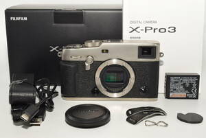 【極上品】 FUJIFILM ミラーレス一眼カメラ X-Pro3 DRシルバー 防塵防滴耐低温 FX-X-PRO3ーDS　＃6475