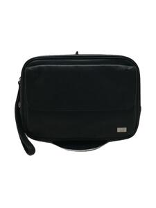 dunhill◆セカンドバッグ/レザー/BLK