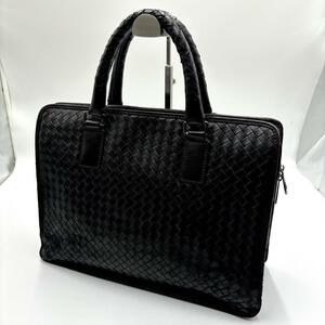 1円 BOTTEGA VENETA ボッテガヴェネタ ビジネスバッグ ブリーフケース ハンドバッグ イントレチャート レザー ブラック A4可能可能 通勤