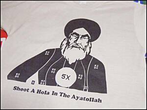 ☆珍しいプリントパターンでコレクションにもオススメ☆Made in USA製アメリカ製ビンテージアヤトラプリントTシャツ70s70年代イスラム教