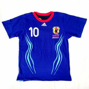 f57)キリンビール KIRIN 勝ちT 2007 サッカーボール コレクション 歴代 試合球 Adidas Tシャツ 刃文 日本代表 ユニフォーム リバーシブル