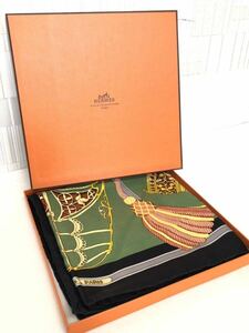 エルメス スカーフ カレ 90 グリーン シルク 大判 化粧箱 HERMES 中古 現状品