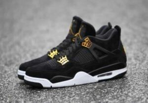 NIKE JORDAN 4 ROYALTY ロイヤリティー 25.5 ナイキ エアー ジョーダン スエード ブラック ゴールド 黒 金 スウェード ヌバック エミネム