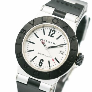 1円 稼働 美品 BVLGARI ブルガリ アルミニウム AL29TA QZ クオーツ デイト 3針 腕時計 レディース ラウンド ブランド 234020240326