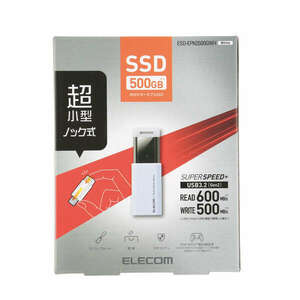 外付けポータブルSSD 500GB USB3.2(Gen2)対応 読み込み最大500MB/s キャップを紛失する心配がないノック式: ESD-EPK0500GWH