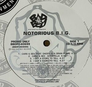 Notorious B.I.G. Cars & Sex / The Garden Freestyle US Original Promo盤 90