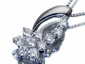 1円～【ジュエリー極】瑞々しい輝き！良質天然ダイヤモンド0.30ct 高級K18WGペンダントネックレス k8389iu【送料無料】