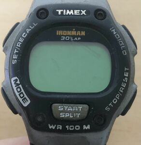 308-0523 TIMEX タイメックス　IRONMAN アイアンマン　メンズ　レディース　腕時計　ラバーベルト クオーツ ブラック 電池切れ　動作未確認