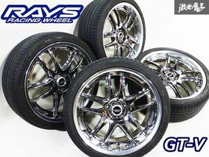 超希少サイズ!!●RAYS レイズ VR GT-V 19インチ 8.5J ＋43 クロームメッキ ホイール 4本 2019年 245/35ZR19 タイヤ付 FD3S RX-7 シルビア