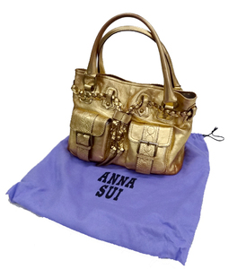 ◎ANNA SUI アナスイ バッグ ゴールド 編み込み 肩掛け可　保存袋付き