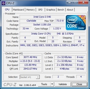 INTEL Core i3-540 (3.06 GHz) LGA1156 ★中古正常品★ (2)