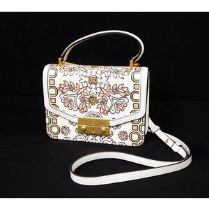 Tory Burch/トリーバーチ 2WAY ミニ ショルダーバッグ/ハンドバッグ ホワイト/ピンク系 花柄 レザー レディース 鞄/バッグ 『ZU914+』