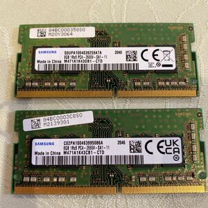 SAMSUNG 1RX8 PC4 21300 DDR4 2666V 8GBX2枚セット（16GB)