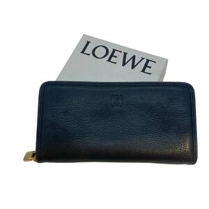 １円 LOEWE ロエベ アナグラム 長財布 ブラック系 ラウンドファスナー