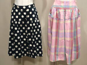L47388【GIVENCHY/KENZO】モード アンティーク ビンテージ ブティック デザイン 夏 スカート 美品 2枚セット