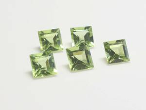 ペリドット 5mmスクエア 5個 3.60ct お買い得