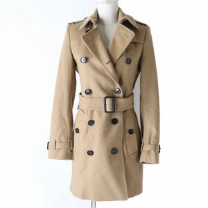 未使用品☆正規品 BURBERRY LONDON バーバリーロンドン ベルト付 カシミヤ混 ウール トレンチコート ベージュ 34 レディース ガーメント付