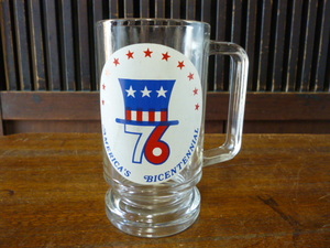 70s 80s 90s ビンテージ　ビアジョッキ　AMERICANS 76　アンティーク　グラス　タンブラー USA