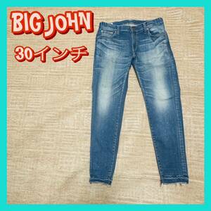 No001 ビッグジョン デニムパンツ メンズ ウエスト76cm メンズ ペイントデザイン ブルー 日本製
