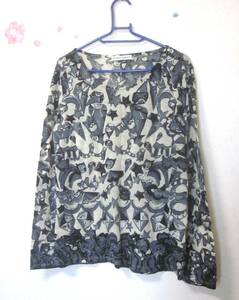 TSUMORI CHISATO 日本製 長袖 カットソー ツモリチサト レディース2 M 薄手ニット 毛 ウール 総柄 ラメ 6267