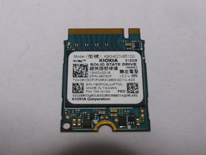 KIOXIA SSD M.2 NVMe Type2230 Gen 3x4 512GB 電源投入回数232回 使用時間1321時間 正常99% KBG40ZNS512G 中古品です①