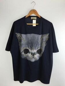 SHAUN SAMSON 猫 ピアス Tシャツ ☆送料込☆ ネイビー オーバーサイズ 半袖 ショーン