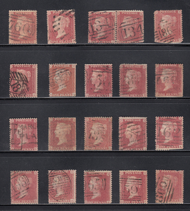 【イギリス(QV)】1854年～ペニーレッド（スター）使用済みクラシック切手20枚大量まとめてロット！希少！！(pJjUyGu7kK)