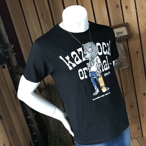 ≫美品*カズロックオリジナルkazzrockoriginal*半袖プリントTシャツカットソー*メンズ紳士*Mサイズ*黒ブラック系*グラフィックアート