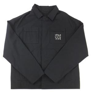 【天白】ルイヴィトン ジャケット ロゴ BK サイズ48 コットン100％ メンズ ファッション ブラック RM222M アパレル 男