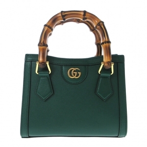 グッチ GUCCI トートバッグ 655661 ダイアナ ミニ トートバッグ レザー グリーン レディース 美品 バッグ