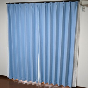 ドレープカーテン 幅100cm×丈200cm×２枚 カーテン ニトリ ノーブル２ BL ブルー