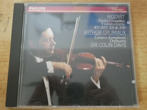 CDk-7608 GRUMIAUX LONDON SYMPHONY ORCHESTRA DAVIS / MOZART VIOLIN CONCERTOS K. 207, 211, & 210