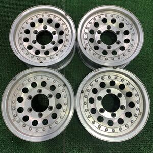 AA 474 レンコン ホイール 旧車 15インチ 6J 6穴 139.7 +22 108mm 社外 ホイール4本 set ハイエース デリカ等（A 206）