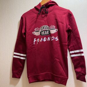 新品★レッド★FRIENDS★セントラルパーク★フード付パーカー★ユニセックスMロゴパーカー スウェットパーカー 