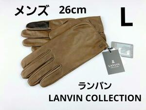 即決★ランバン LANVIN COLLECTION スマホ対応メンズ革手袋（L）№T3-35 新品