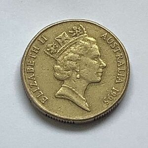 【希少品セール】オーストラリア エリザベス女王肖像デザイン 1ドル硬貨 1995年 1枚