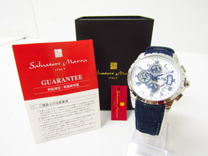 未使用 Salvatore Marra サルバトーレマーラ SM13119D-SSWHBL/BL クロノグラフ クォーツ腕時計♪AC19125