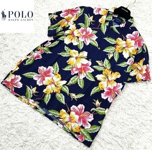 現行タグ 未使用級 極美品 大きいサイズ Polo Ralph Lauren ポロラルフローレン アロハシャツ 開襟シャツ XL 花柄 ボタニカル ネイビー