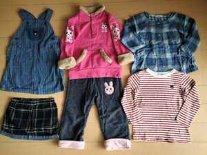 美品多い☆6枚まとめて　ミキハウス　ダブルB　女の子秋冬春服　100サイズ　ダブルビー