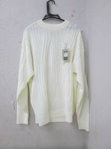 (96)♪RAIKA ライカ メンズ 長袖 ニット セーター アクリル100% サイズLL 白 ホワイト タグ付き 未使用