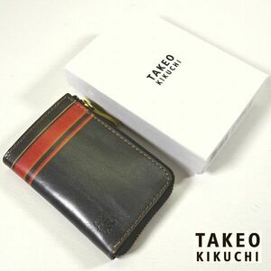 新品 TAKEO KIKUCHI タケオキクチ ロゴ 本牛革 レザー ラウンドファスナー 財布 小銭入れ コインケース メンズ 男性 紳士用 714602