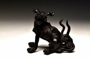 【蔵A681】中国古美術　古銅獅子香炉飾　明時代