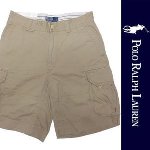 新品 POLO RALPH LAUREN CARGO SHORT PANTS ポロ ラルフローレン カーゴ ショート パンツ ショーツ カーキ コットン 半ズボン W32 正規 023