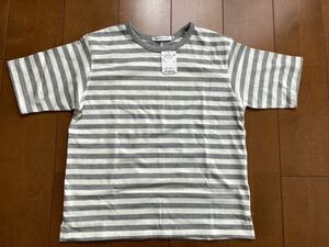 ☆新品タグ付き☆AMERICAN HOLIC 5分袖ボーダーカットプルオーバーTシャツ　半袖　グレー×ホワイト　レディースサイズL 送料210円